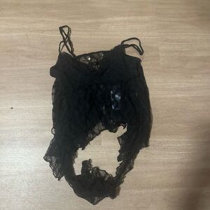 Urban Outfitters Black Sheer Lace Draped Slip Top